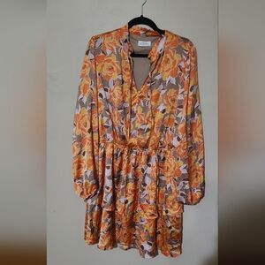 Emily Wonder Floral Orange Short Dress Or Long Tunic 1X